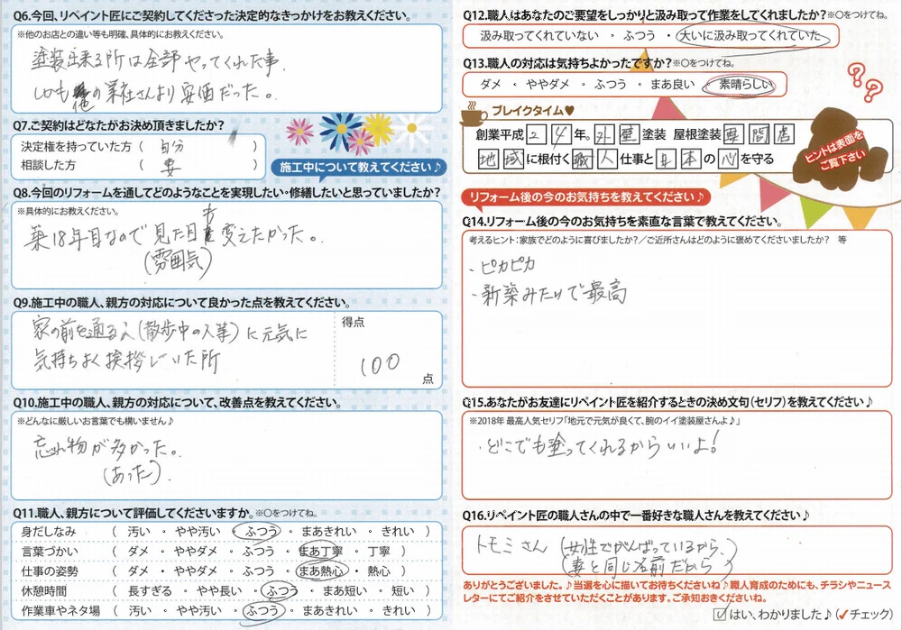 鈴鹿市K様 アンケート