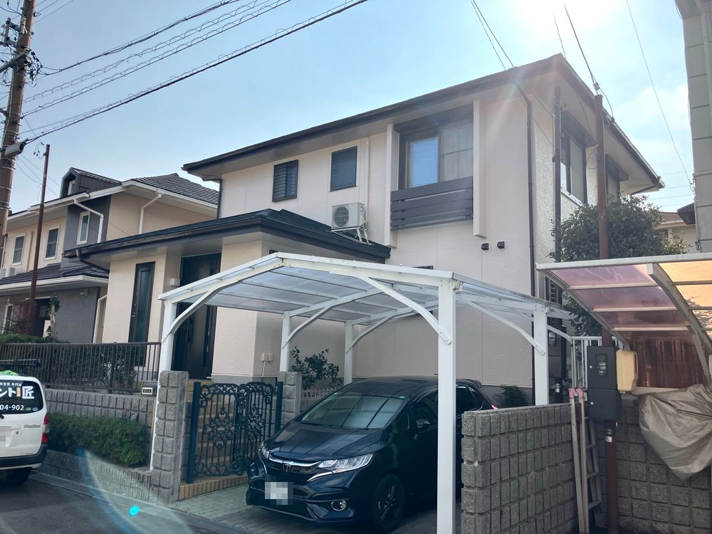 ■四日市市の外壁塗装をした例　四日市市の外壁塗装をリペイント匠が施工した写真